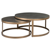 Salontafel Bloomville brass shagreen incl. glass tops (Set of 2)