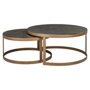 Salontafel Bloomville brass shagreen incl. glass tops (Set of 2)