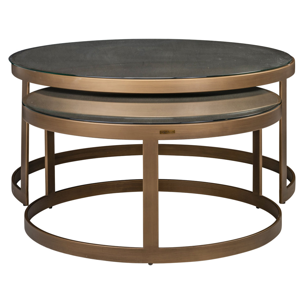 Salontafel Bloomville brass shagreen incl. glass tops (Set of 2)