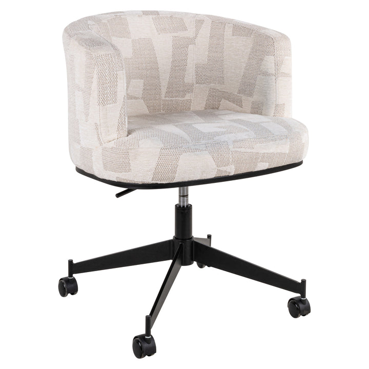 Eetkamerstoel Rochenne beige graffic swivel on wheels