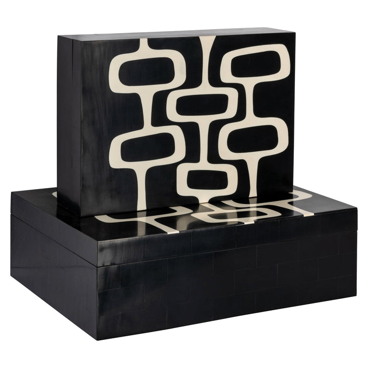 Opbergdoos Lux black/white (Set of 2)