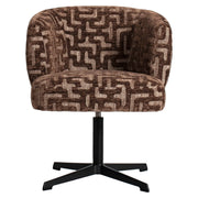 Eetkamerstoel Dinan brown labyrinth fire retardant swivel