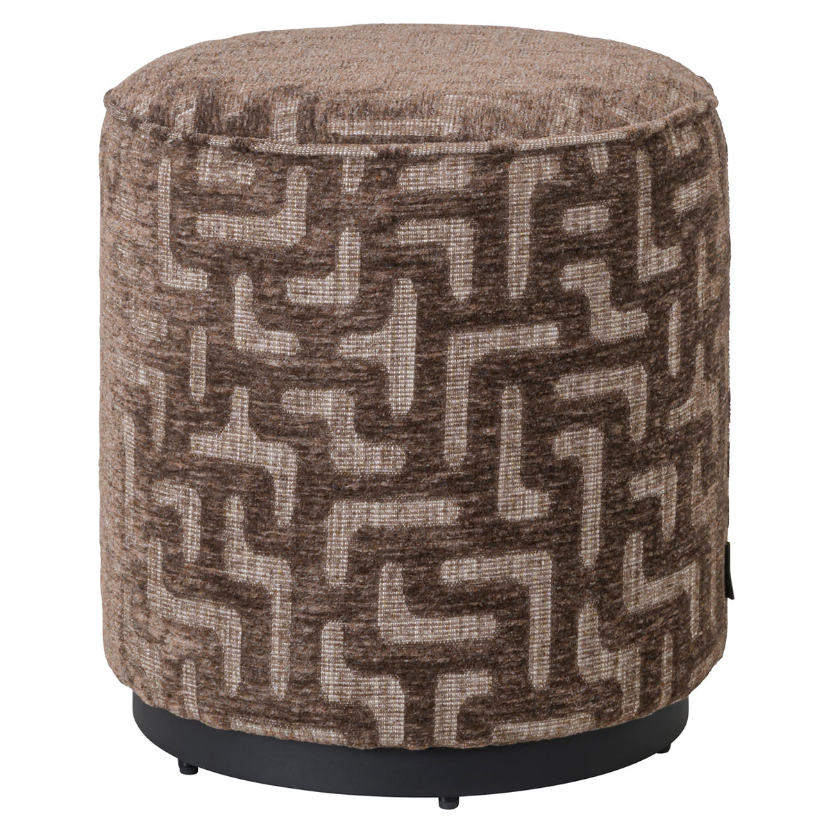 Poef & Voetenbank Lexie brown labyrinth 45Ø