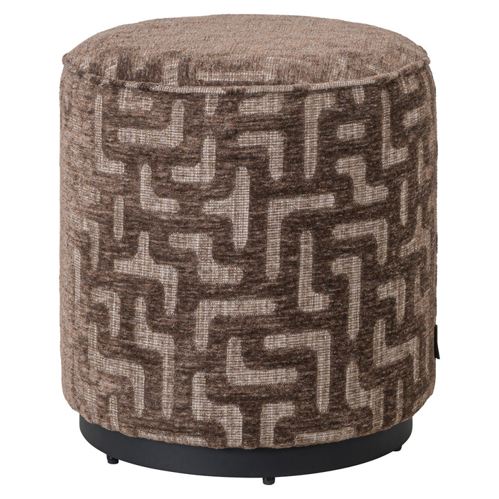 Poef & Voetenbank Lexie brown labyrinth 45Ø
