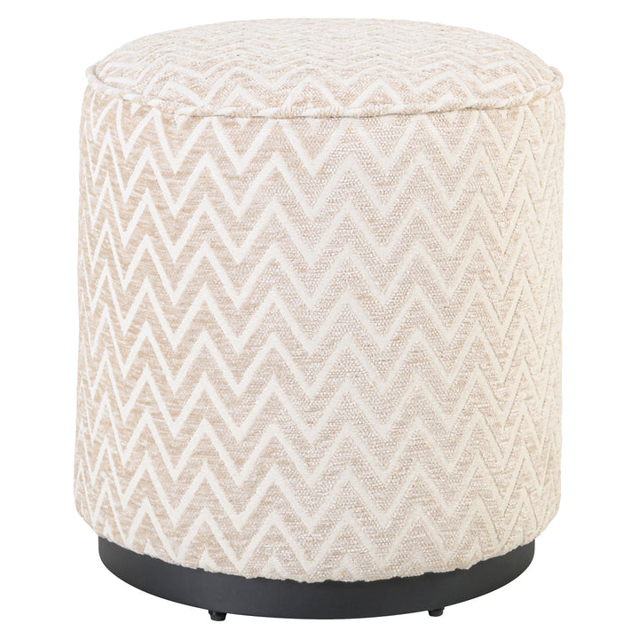 Poef & Voetenbank Lexie beige chevron 45Ø