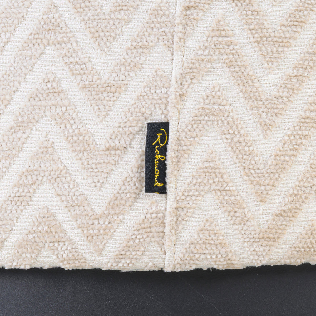 Poef & Voetenbank Lexie beige chevron 70Ø