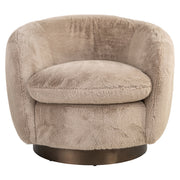 Lounge stoel Colmar khaki fluffy swivel
