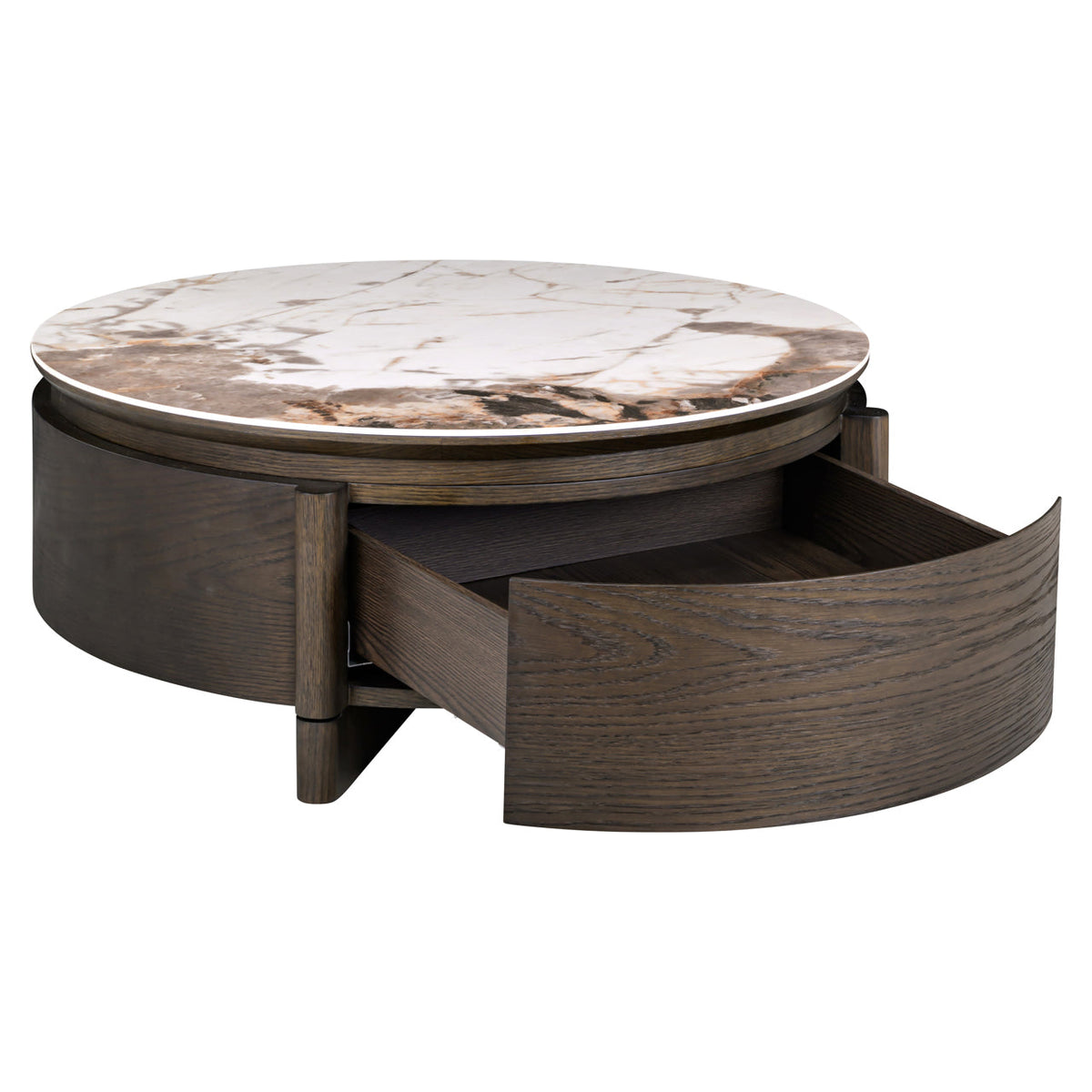 Salontafel Langford brown 90Ø 1-drawer