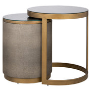 Bijzettafel Bloomville brass shagreen incl. glass (Set of 2)
