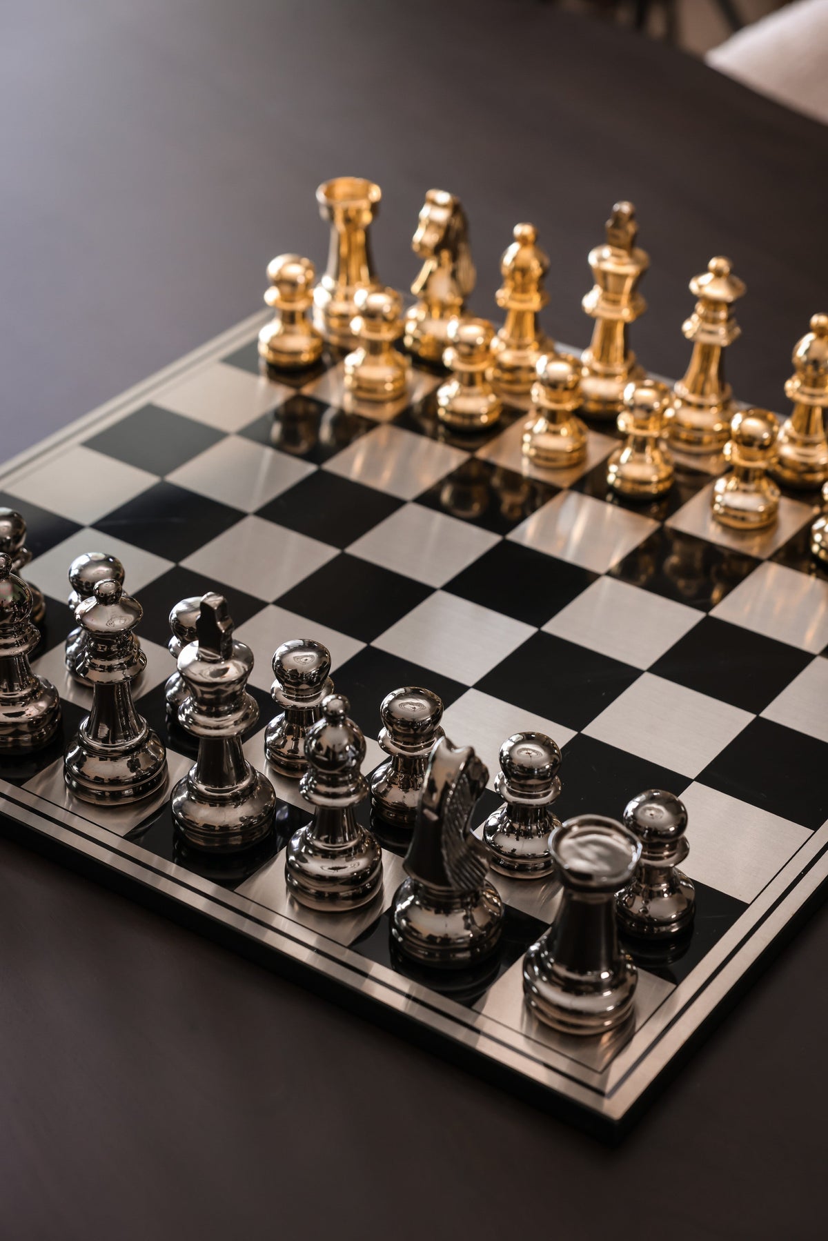 Decoratief spel Saray black/gold chessboard