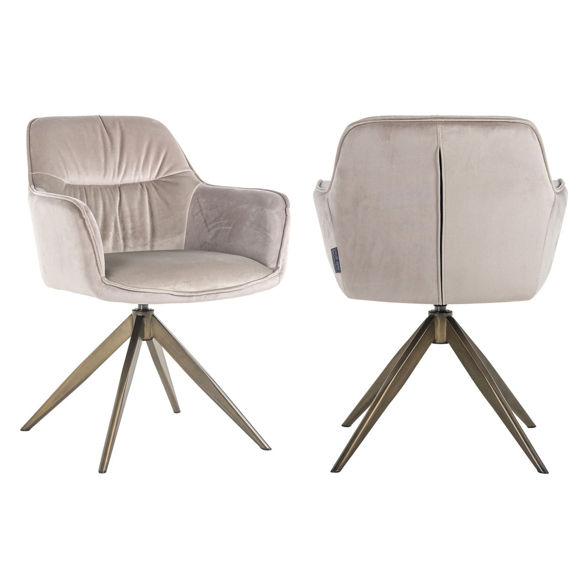 Eetkamerstoel Aline khaki velvet swivel fire retardant