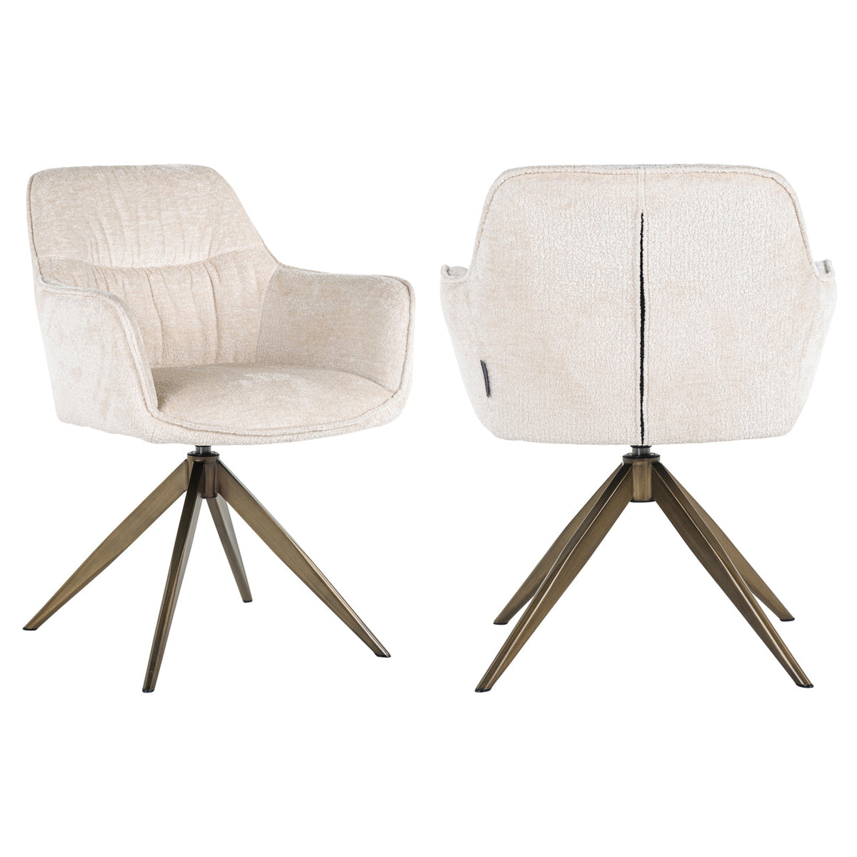 Eetkamerstoel Aline white chenille swivel fire retardant