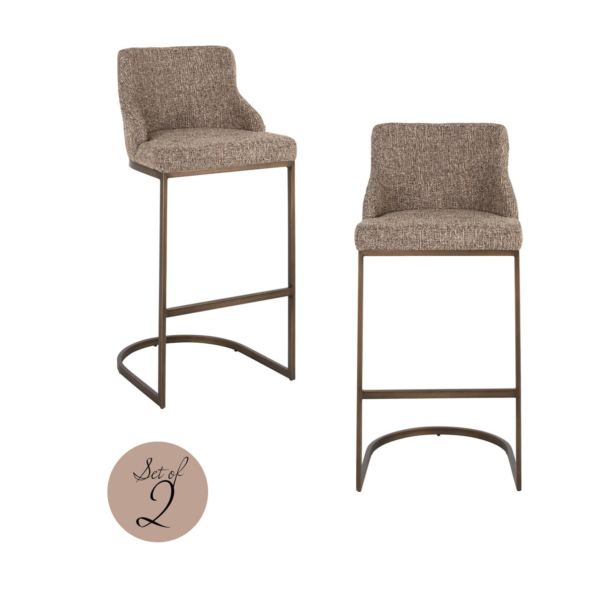 Barstoel Bolton brown tweed (Set of 2)
