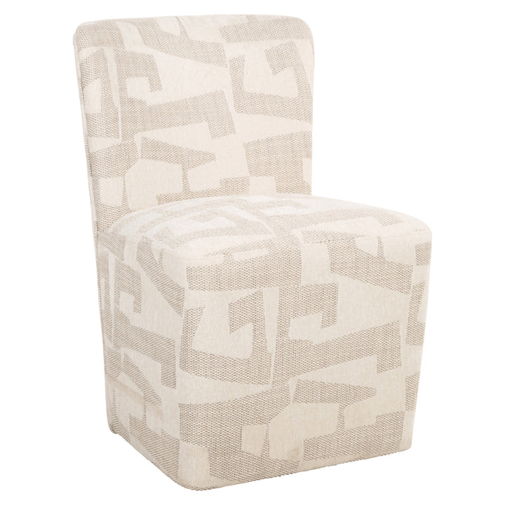 Eetkamerstoel Lorain beige graffic on wheels