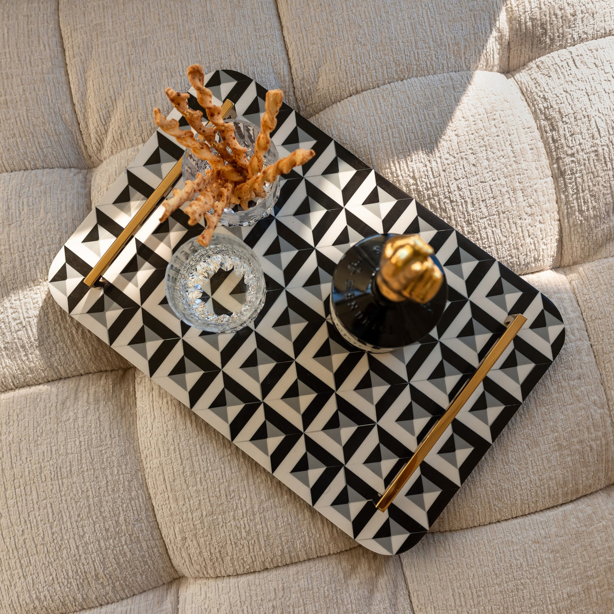 Dienblad Birte black/white
