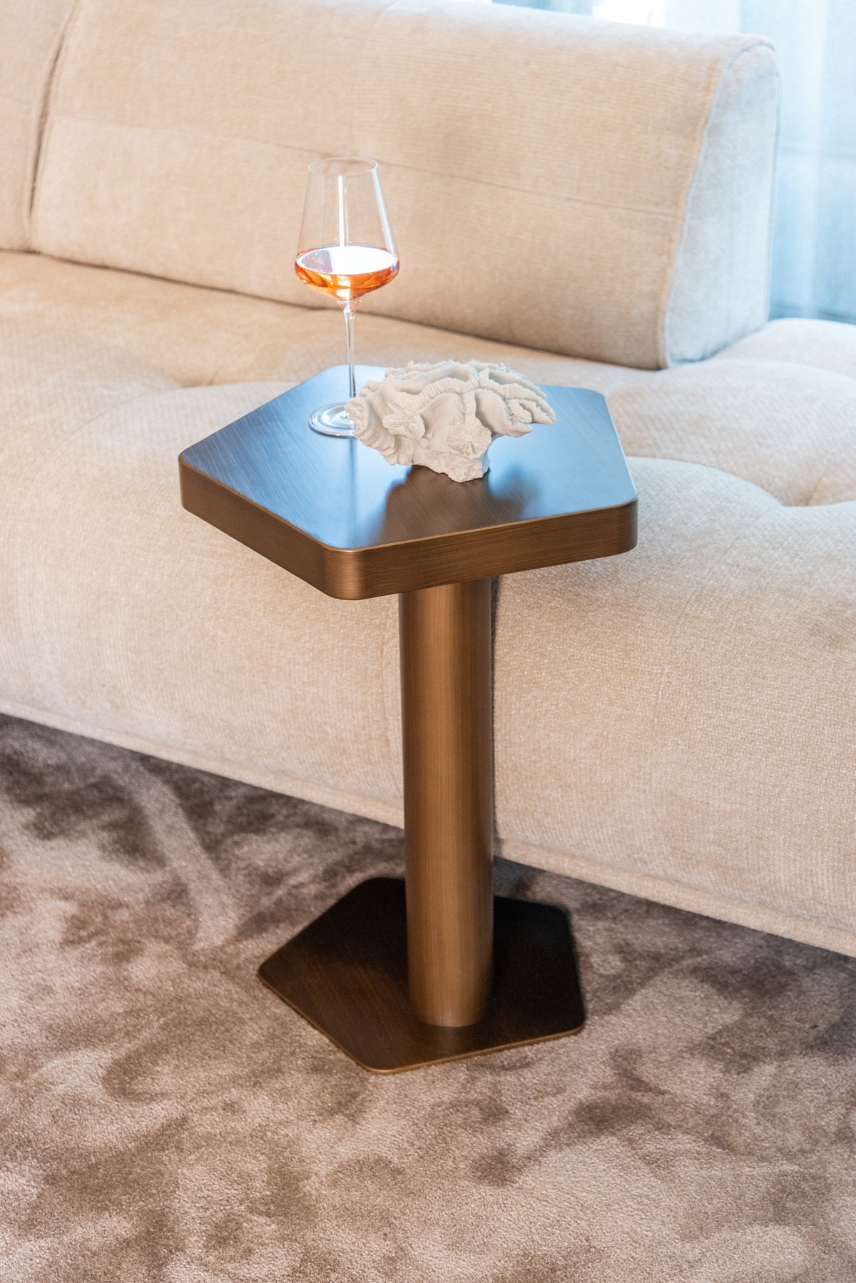 Bankbijzettafel Hexa brushed gold