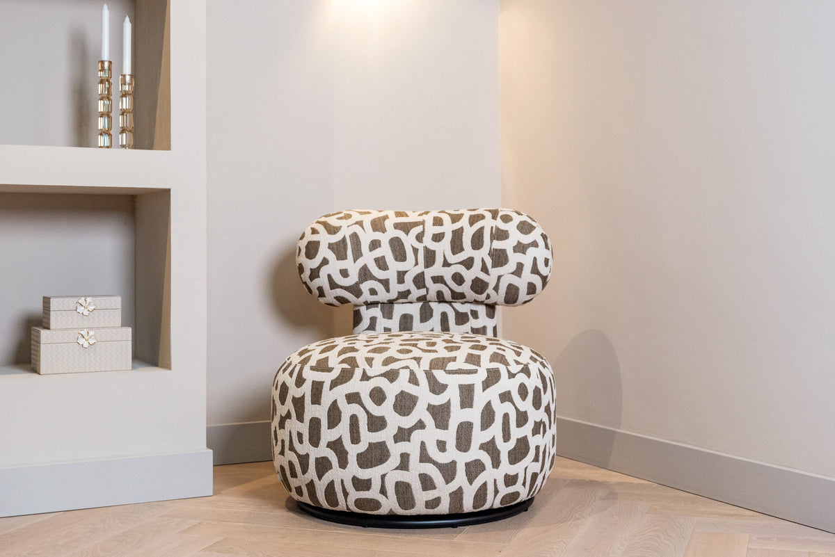 Lounge stoel Kaya weave brown swivel