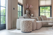 Poef & Voetenbank Lexie beige chevron 45Ø