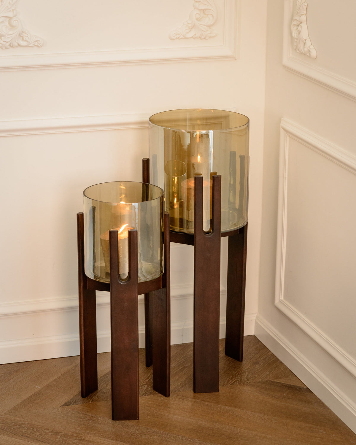 Windlicht Paige walnut small